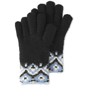 AQUA Women Gloves OS Black/Blue Fair Isle Knit Winter Nordic Cozy Holiday NWT